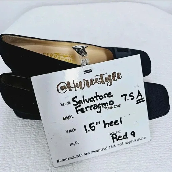 Salvatore Ferragamo 7.5 A black logo buckle granny heels​ - Picture 12 of 13